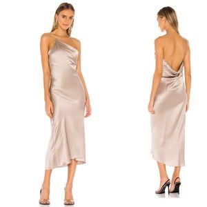 Alix NYC Quincy taupe silk midi slip dress